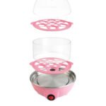 Electric Egg Boiler 7 Eggs Capacity | 2 Layer Automatic Egg Cooker with Auto Shut-Off | Egg Boiler, Poacher & Food Steamer | Fast Cooking Breakfast Maker for Home Kitchen