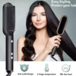 Calm & Curl Hair Straightener Brush with Keratin Infused Ceramic Coating | Fast Heating Hair Straightening Comb with Adjustable Temperature Control | Anti-Frizz Styling Tool for Women & Men - Image 7