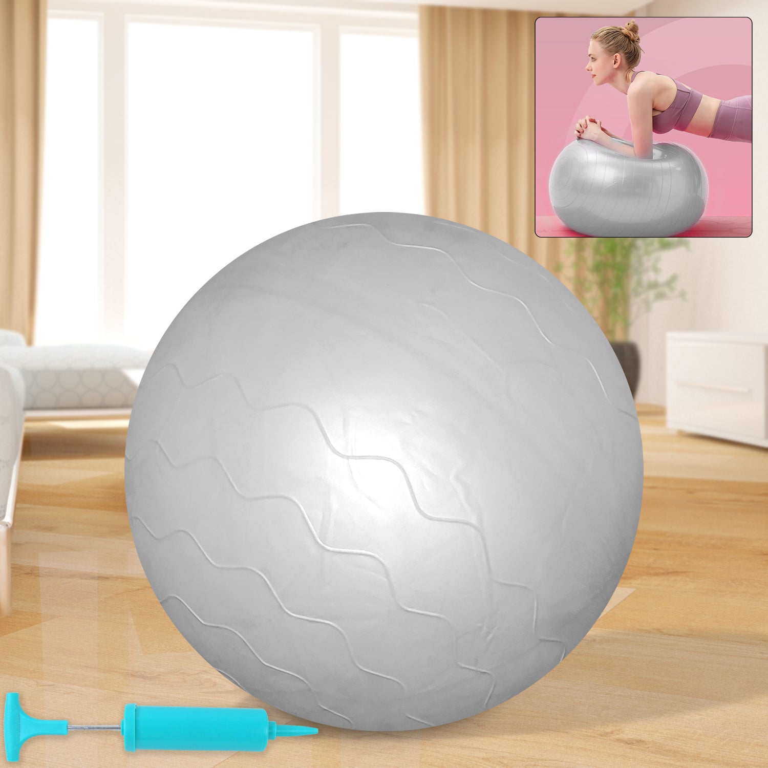 Anti-Burst Stability Ball Non-Slip Exercise Ball with Foot Pump for Yoga, Pilates, Balance Full-Body Fitness Workouts