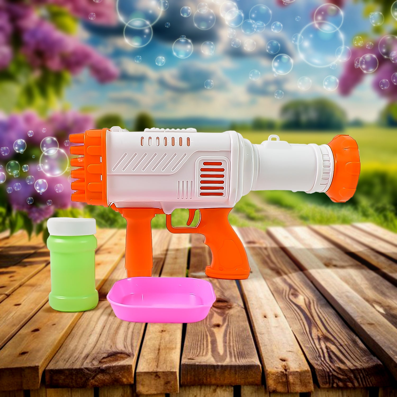 32-Hole Rechargeable Bubble Gun Toy Powerful, Big Bubble Machine for Child, Fun Continuous Blowing (1 Set)