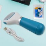 Electric Foot Callus Remover | Rechargeable Pedicure Tool with 360? Rotating Coarse Roller | Waterproof Foot File for Dry Skin, Cracked Heels & Dead Skin Removal | USB Powered | White & Blue - Image 2