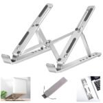 Adjustable Aluminum Laptop Stand | Foldable Ergonomic Laptop Riser with 6 Height Levels | Portable Ventilated Notebook Stand for MacBook, Laptop & Tablet | Anti-Slip Design for Office, Home & Travel - Image 2