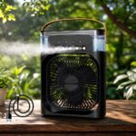 Portable Mini Air Cooler Fan with 7 Color LED Light | USB Powered Personal Air Cooler with Water Tank & Mist Function | Adjustable Wind Speed | 60? Adjustable Airflow | Desk Cooling Fan for Home - Image 4