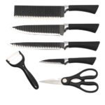 Quickslice 6-Piece Stainless Steel Knife Set with Peeler & Kitchen Scissors | Sharp Multipurpose Kitchen Knives for Cutting, Slicing & Chopping | Ergonomic Handle Cooking Tool Set
