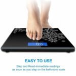 Digital Bathroom Scale | Electronic Body Weight Weighing Machine with LCD Display | Tempered Glass Personal Health Scale | High Precision Weight Monitor for Home Use | 180 kg Capacity | Black - Image 2