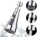720? Rotatable Kitchen Faucet Sprayer Attachment | 3 Water Flow Modes | Water Saving Tap Extender | Brass & ABS Sink Faucet Nozzle for Kitchen & Bathroom | Universal Fit | Silver