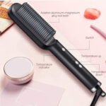 Calm & Curl Hair Straightener Brush with Keratin Infused Ceramic Coating | Fast Heating Hair Straightening Comb with Adjustable Temperature Control | Anti-Frizz Styling Tool for Women & Men - Image 6