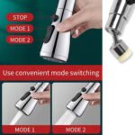 720? Rotatable Kitchen Faucet Sprayer Attachment | 3 Water Flow Modes | Water Saving Tap Extender | Brass & ABS Sink Faucet Nozzle for Kitchen & Bathroom | Universal Fit | Silver - Image 4