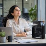 Portable Mini Air Cooler Fan with 7 Color LED Light | USB Powered Personal Air Cooler with Water Tank & Mist Function | Adjustable Wind Speed | 60? Adjustable Airflow | Desk Cooling Fan for Home - Image 3