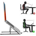 Adjustable Aluminum Laptop Stand | Foldable Ergonomic Laptop Riser with 6 Height Levels | Portable Ventilated Notebook Stand for MacBook, Laptop & Tablet | Anti-Slip Design for Office, Home & Travel - Image 4