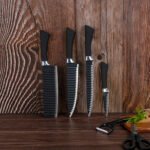 Quickslice 6-Piece Stainless Steel Knife Set with Peeler & Kitchen Scissors | Sharp Multipurpose Kitchen Knives for Cutting, Slicing & Chopping | Ergonomic Handle Cooking Tool Set - Image 4