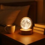 3D Crystal Ball Lamp with Wooden Base | LED Crystal Globe Night Light | Laser Engraved Decorative Table Lamp for Bedroom, Living Room, Office & Home D?cor | Warm White Light | Transparent - Image 3