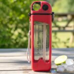 500ml Sports Water Bottle with One-Touch Drinking Spout | Leakproof Portable Bottle with Carry Strap & Measurement Markings | Lightweight Fitness & Travel Bottle | Transparent Blue - Image 4