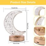 Moon Crystal Lamp USB Rechargeable | 3 Color Dimmable Touch Control LED Night Light | Portable Moon Shape Table Lamp with 1500mAh Battery | Bedroom, Living Room, Desk & Home D?cor Light | Golden - Image 4