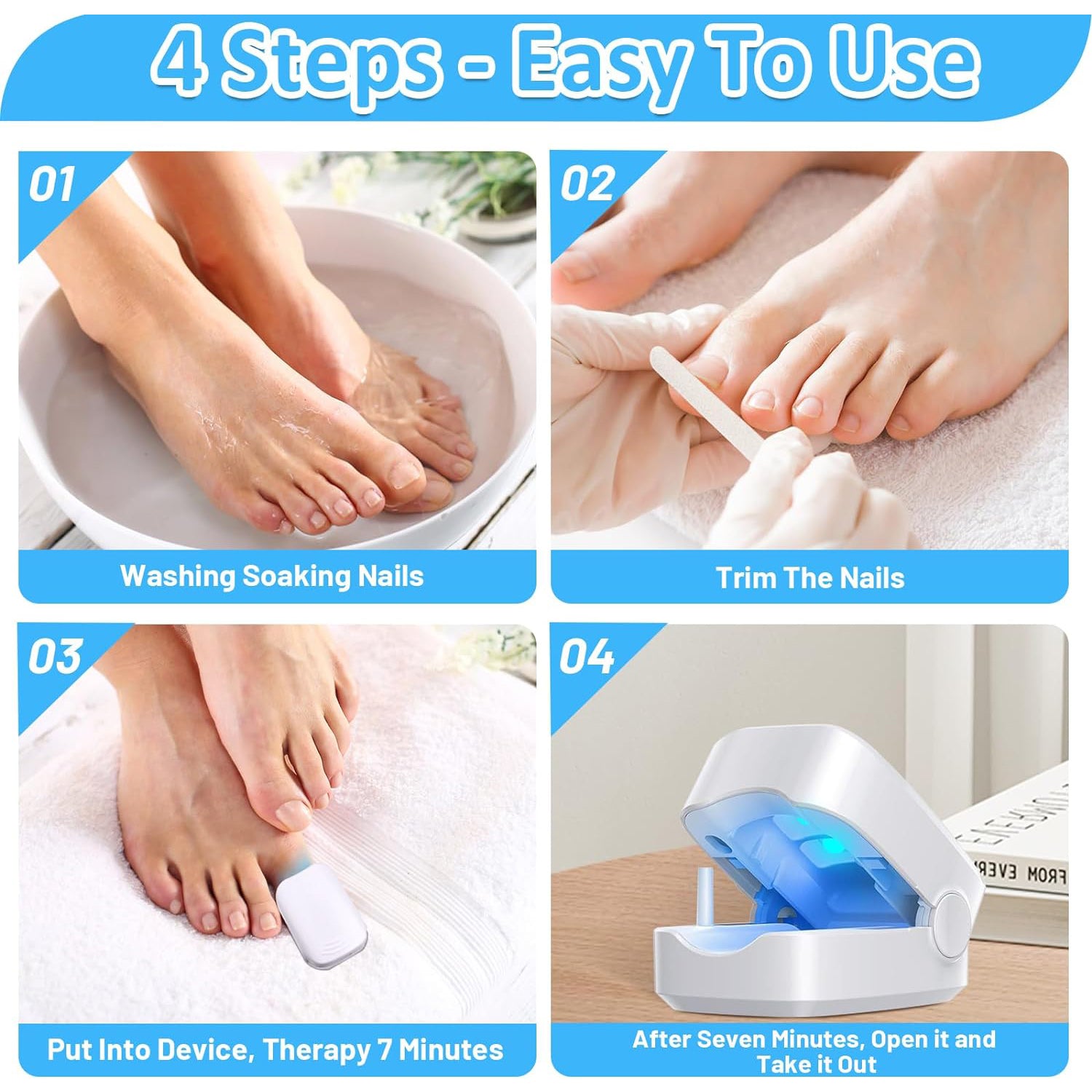 Rechargeable Nail Fungus Laser Anti-Fungal Device for Toenails, Hands Feet (Home Use)