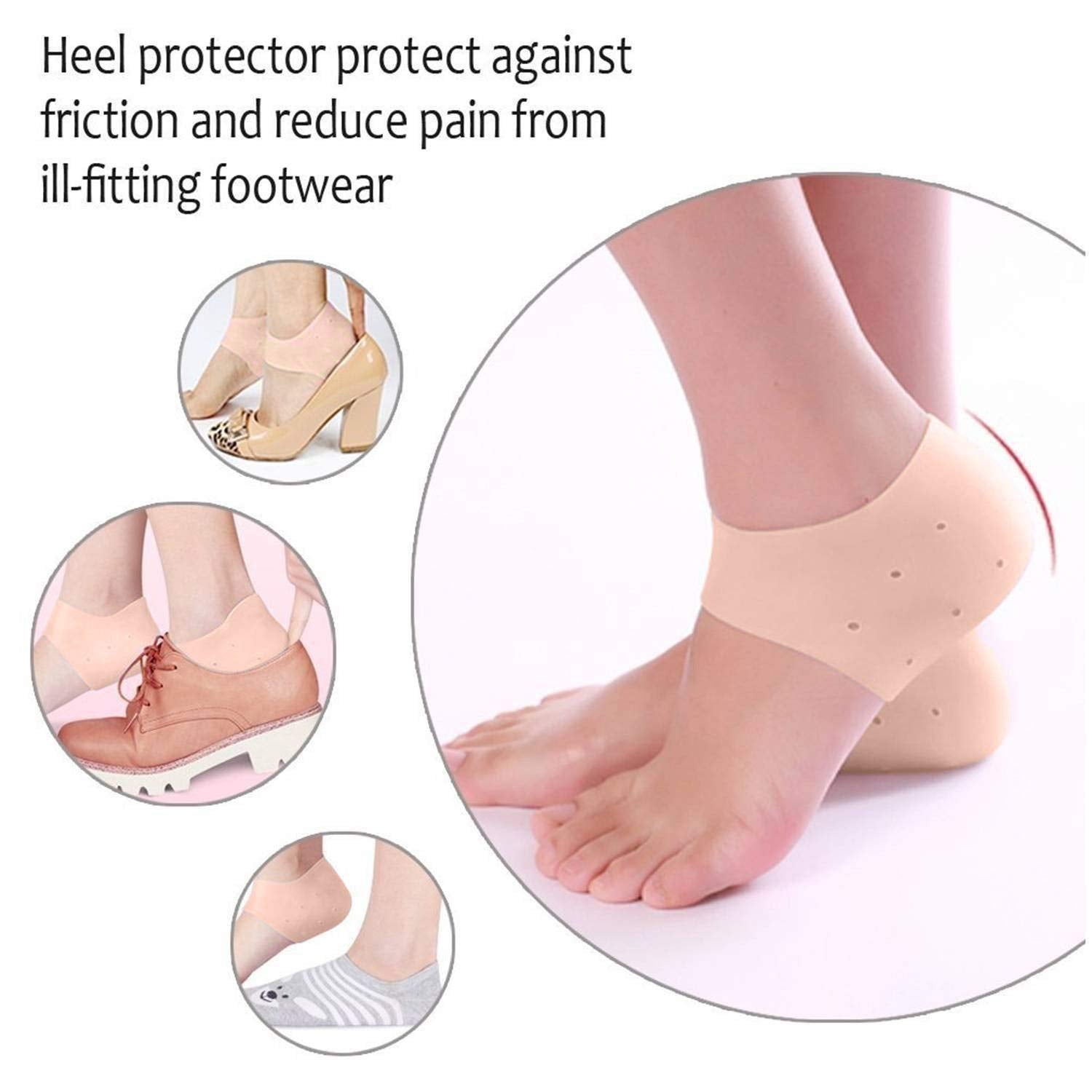 Anti-Crack Silicon Gel Heel Moisturizing Socks Foot Care Solution for Men Women with Hydrating Gel for Cracked Heels