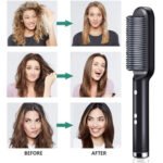 Calm & Curl Hair Straightener Brush with Keratin Infused Ceramic Coating | Fast Heating Hair Straightening Comb with Adjustable Temperature Control | Anti-Frizz Styling Tool for Women & Men - Image 2