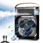 Portable Mini Air Cooler Fan with 7 Color LED Light | USB Powered Personal Air Cooler with Water Tank & Mist Function | Adjustable Wind Speed | 60? Adjustable Airflow | Desk Cooling Fan for Home - Image 2