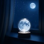 3D Crystal Ball Lamp with Wooden Base | LED Crystal Globe Night Light | Laser Engraved Decorative Table Lamp for Bedroom, Living Room, Office & Home D?cor | Warm White Light | Transparent - Image 5