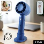 Rechargeable Mini Handheld Fan with Stand | Portable USB Charging Personal Cooling Fan | Dual Use Handheld & Desk Fan | Lightweight Travel Fan for Home, Office & Outdoor Use - Image 4