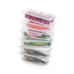 Freezer Storage Containers Set of 6 (1500ML Each) with Drain Tray | Airtight Food Storage Boxes for Fruits, Vegetables & Leftovers | Stackable Fridge Organizer Containers | BPA Free Plastic