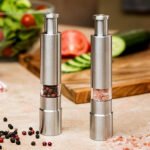 Thumb Press Salt & Pepper Grinder | One-Handed Stainless Steel Spice Mill | Adjustable Coarseness | Manual Pepper Mill for Black Pepper, Rock Salt & Dry Spices | Refillable Kitchen Seasoning Grinder - Image 2