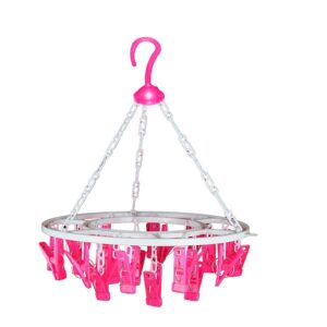 Round Plastic Cloth Drying Stand Hanger with 24 Clips Multicolor