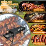 Portable Charcoal BBQ Grill Foldable | Outdoor Barbecue Grill with Removable Grill Net | Compact Charcoal Cooker for Camping, Picnic, Garden, Backyard & Travel - Image 3