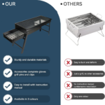 Portable Charcoal BBQ Grill Foldable | Outdoor Barbecue Grill with Removable Grill Net | Compact Charcoal Cooker for Camping, Picnic, Garden, Backyard & Travel - Image 4