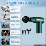 Deep Tissue Massager Gun | Cordless Percussion Body Massager with 4 Massage Heads & 6 Speed Levels | Muscle Recovery Massage Device for Neck, Back, Shoulder, Legs & Full Body | Black - Image 2