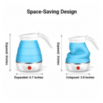 Foldable Electric Kettle 0.6L | Portable Travel Electric Kettle with Food Grade Silicone & Stainless Steel | 850W Fast Boil Water Heater | Collapsible Tea Coffee Kettle for Travel, Office & Camping - Image 2
