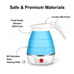 Foldable Electric Kettle 0.6L | Portable Travel Electric Kettle with Food Grade Silicone & Stainless Steel | 850W Fast Boil Water Heater | Collapsible Tea Coffee Kettle for Travel, Office & Camping - Image 4