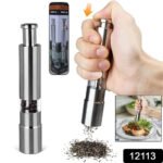Thumb Press Salt & Pepper Grinder | One-Handed Stainless Steel Spice Mill | Adjustable Coarseness | Manual Pepper Mill for Black Pepper, Rock Salt & Dry Spices | Refillable Kitchen Seasoning Grinder - Image 3