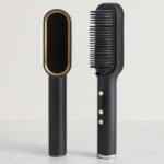 Calm & Curl Hair Straightener Brush with Keratin Infused Ceramic Coating | Fast Heating Hair Straightening Comb with Adjustable Temperature Control | Anti-Frizz Styling Tool for Women & Men