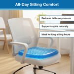 Orthopedic Seat Cushion for Office Chair & Car Seat | Honeycomb Gel Cushion with Pressure Relief | Breathable Tailbone Support Cushion for Long Sitting, Work, Travel & Wheelchair Use | Black - Image 2
