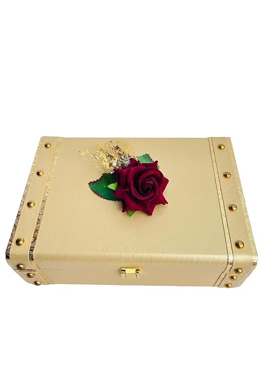 Jewelry Box Organizer for Women ?Luxury  Storage Box , Lockable Display Case for Rings, Necklaces, Watches & Accessories Availabel in Black, Red,Pink,Golde ,White (Golden)