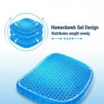 Orthopedic Seat Cushion for Office Chair & Car Seat | Honeycomb Gel Cushion with Pressure Relief | Breathable Tailbone Support Cushion for Long Sitting, Work, Travel & Wheelchair Use | Black - Image 3