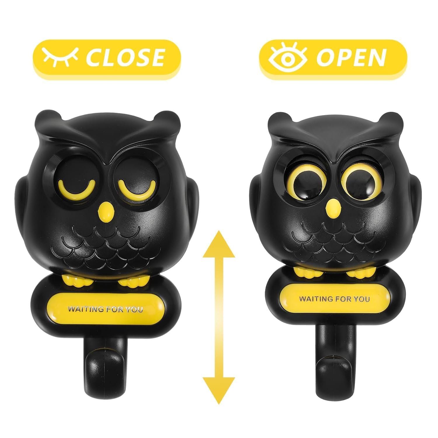 61Dmylj0h9L._SL1500_.jpg Owl Wall Key Holder | Self-Adhesive Cartoon Hook Organizer - Image 1