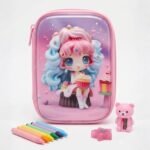 3D Anime Girl Pencil Case | Large Capacity | Pink - Image 6