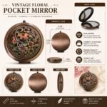 Vintage Floral Pocket Mirror | Dual Magnification - Image 3