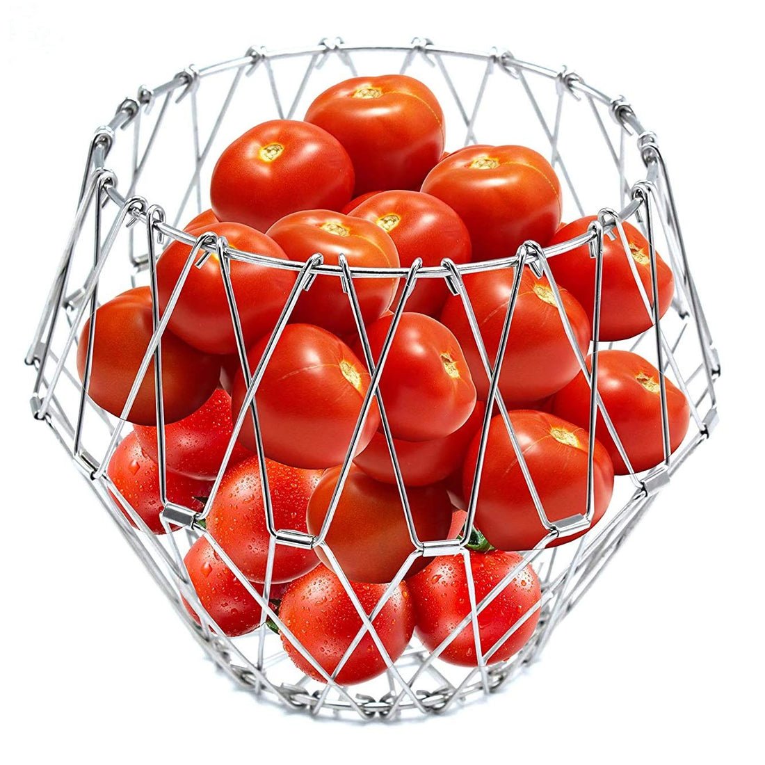 71tPXCiTE1L._SL1334.jpg Foldable Stainless Steel Fruit Basket | 8-in-1 Multipurpose Wire Basket for Fruits & Vegetables | Expandable Kitchen Organizer, Rinse Bowl & Hot Pot Stand | Space Saving Storage Basket - Image 1