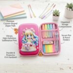 Anime Girl EVA Pencil Case | 3-Layer | Pink - Image 3