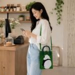 Panda Mini Canvas Sling Mobile Bag | Green - Image 5