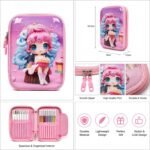 3D Anime Girl Pencil Case | Large Capacity | Pink - Image 4