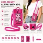 Teddy Bear Mini Crossbody Mobile Bag | Pink - Image 3