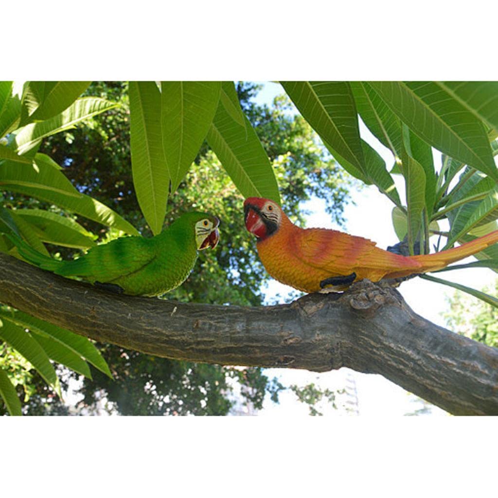 Tropical Macaw Parrot Wall Statue/Hanging Figurine - Vibrant Orange & Yellow Resin Sculpture - Exotic Bird Decor for Garden, Patio or Home