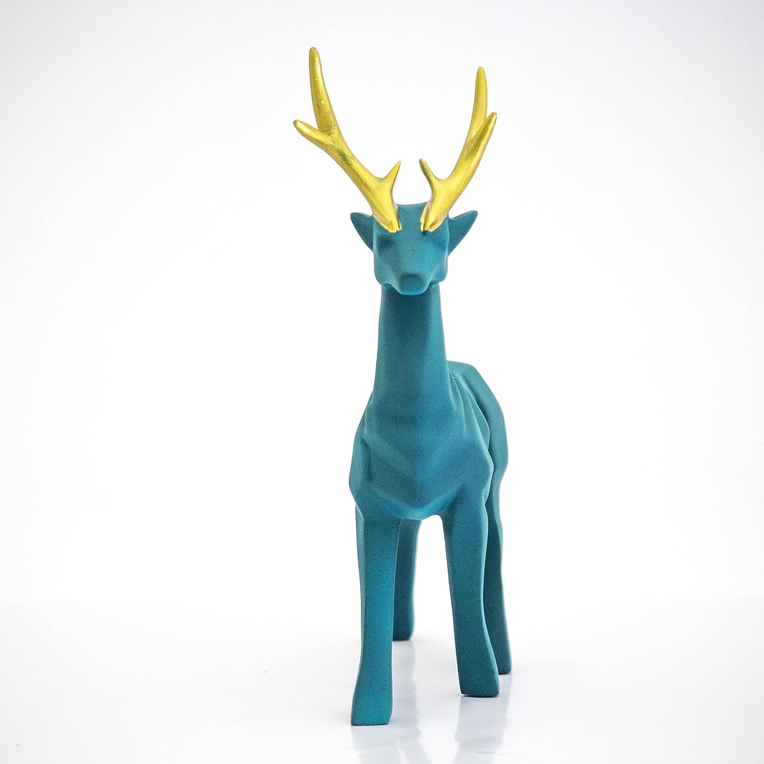 Set of 2 - Blue Lucky Deer Handicraft Resin Animal Showpiece for Home & Office Decor - Elegant Black Sculptures - Sitting & Standing Figurines Decor Accent