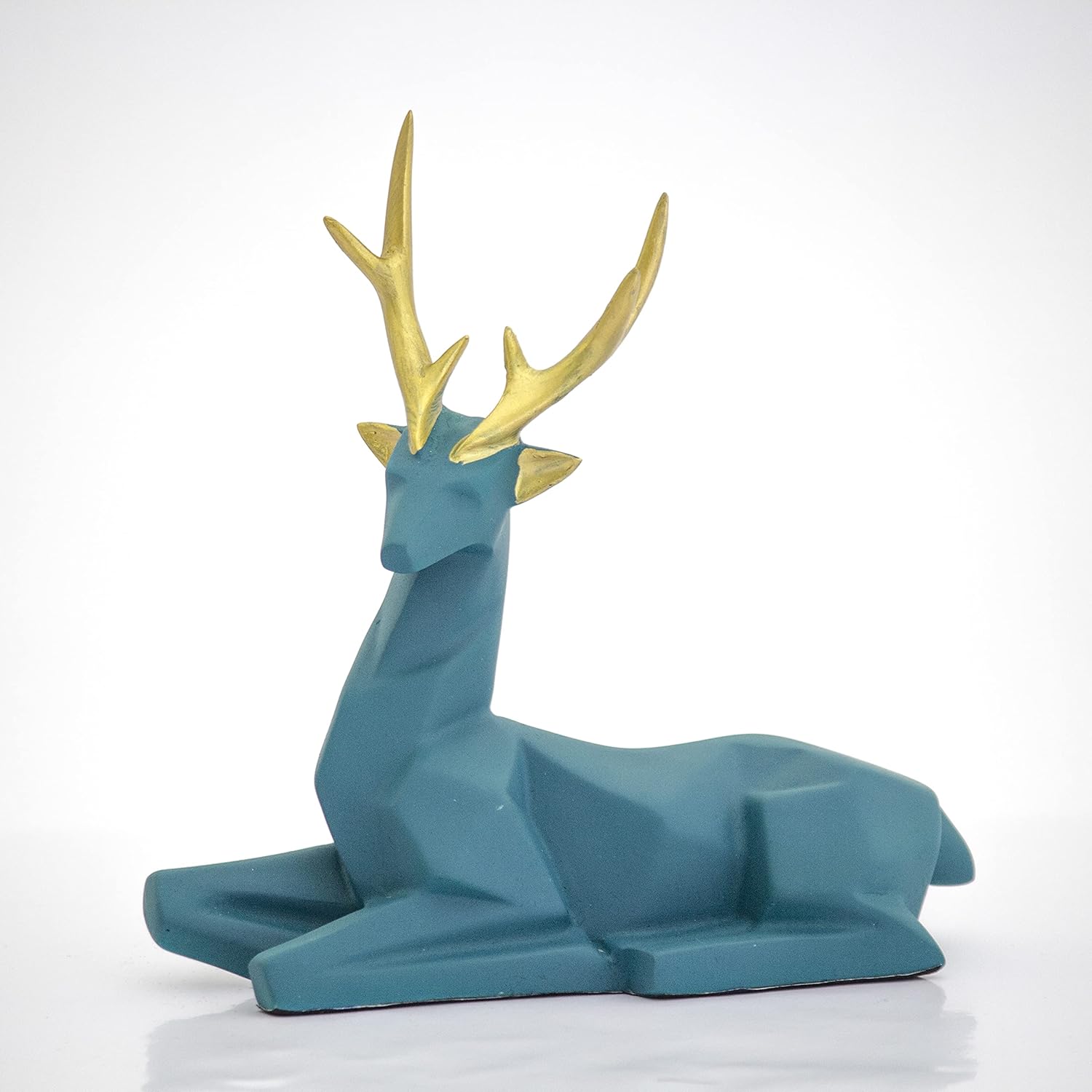 Set of 2 - Blue Lucky Deer Handicraft Resin Animal Showpiece for Home & Office Decor - Elegant Black Sculptures - Sitting & Standing Figurines Decor Accent