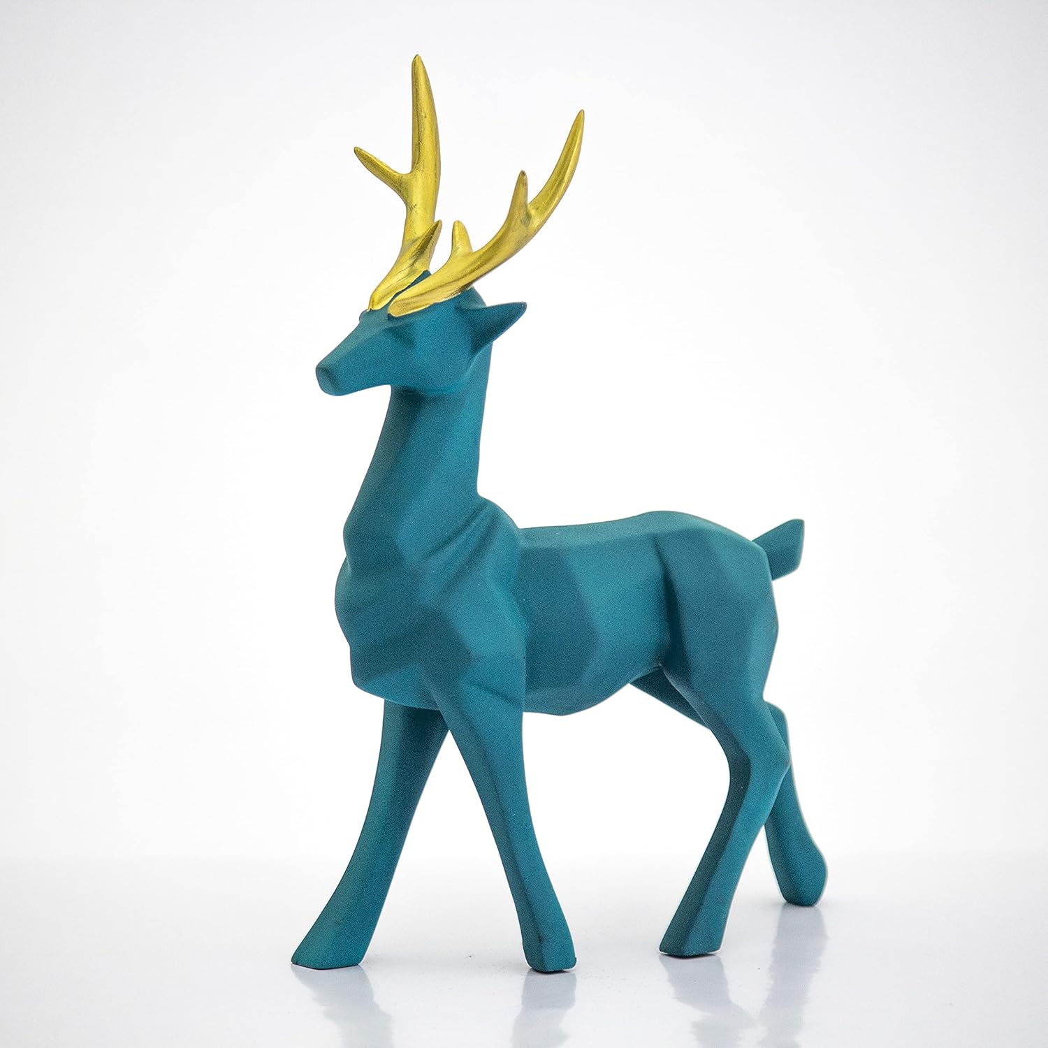 Set of 2 - Blue Lucky Deer Handicraft Resin Animal Showpiece for Home & Office Decor - Elegant Black Sculptures - Sitting & Standing Figurines Decor Accent