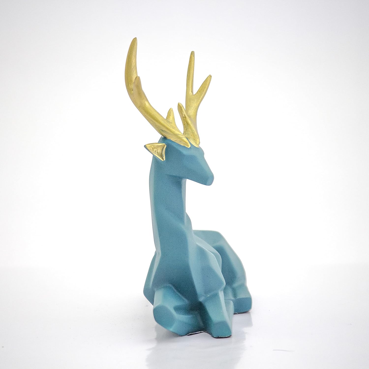 Set of 2 - Blue Lucky Deer Handicraft Resin Animal Showpiece for Home & Office Decor - Elegant Black Sculptures - Sitting & Standing Figurines Decor Accent